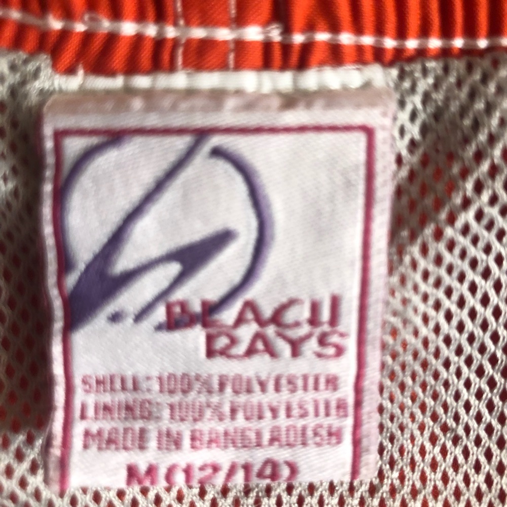 Beach Rays Swim Trunks Boys Red w White side Stripes - Picture 3 of 3